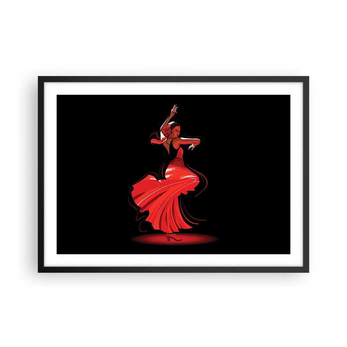Poster in black frame - Fiery Spirit of Flamenco - 70x50 cm