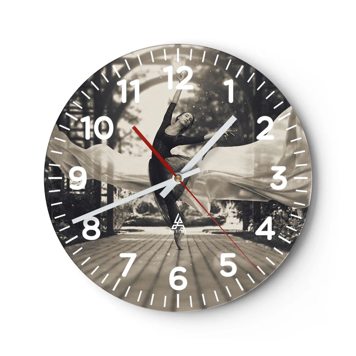Wall clock - Clock on glass - Dance of the Garden Spirit - 30x30 cm