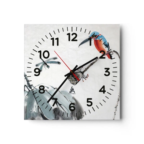 Wall clock - Clock on glass - Life of a Meadow - 30x30 cm
