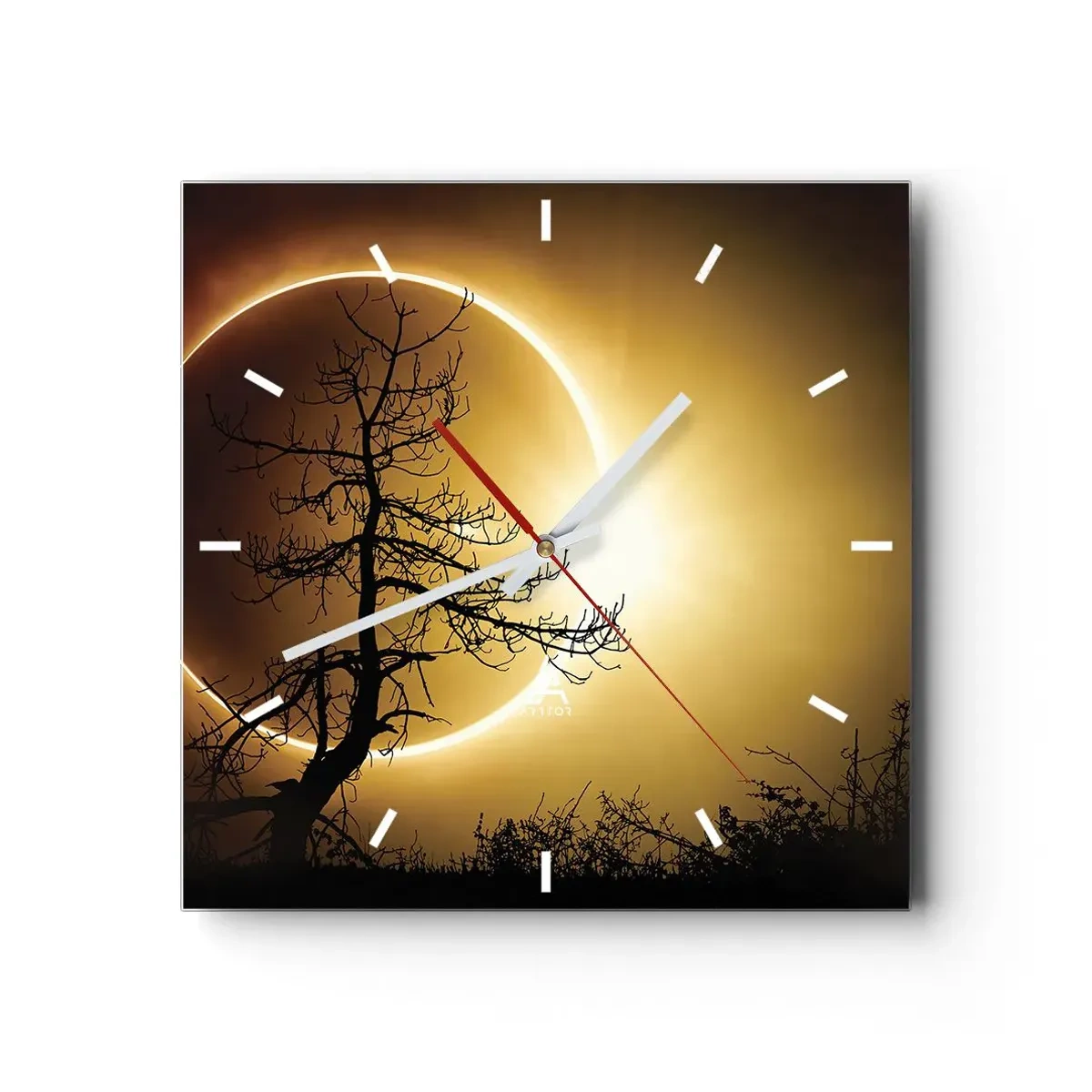 Wall clock - Clock on glass - Total Eclipse - 30x30 cm