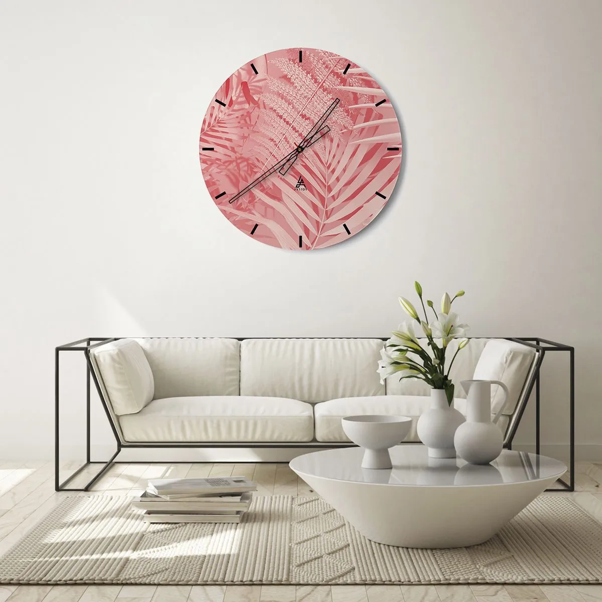 Wall clock - Clock on glass - Pink Concept - 40x40 cm