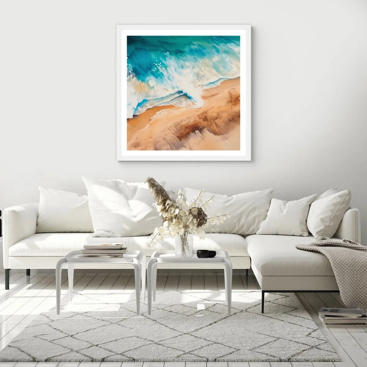 Poster in white frmae - Returning Wave - 60x60 cm