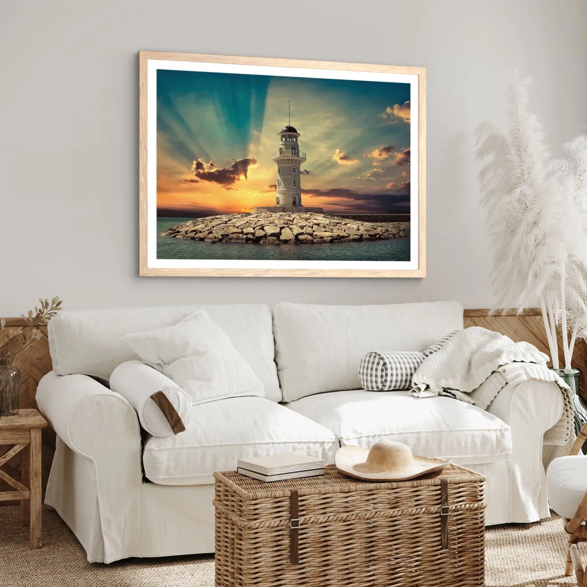 Poster in light oak frame - Light, Hope, Beauty - 50x40 cm