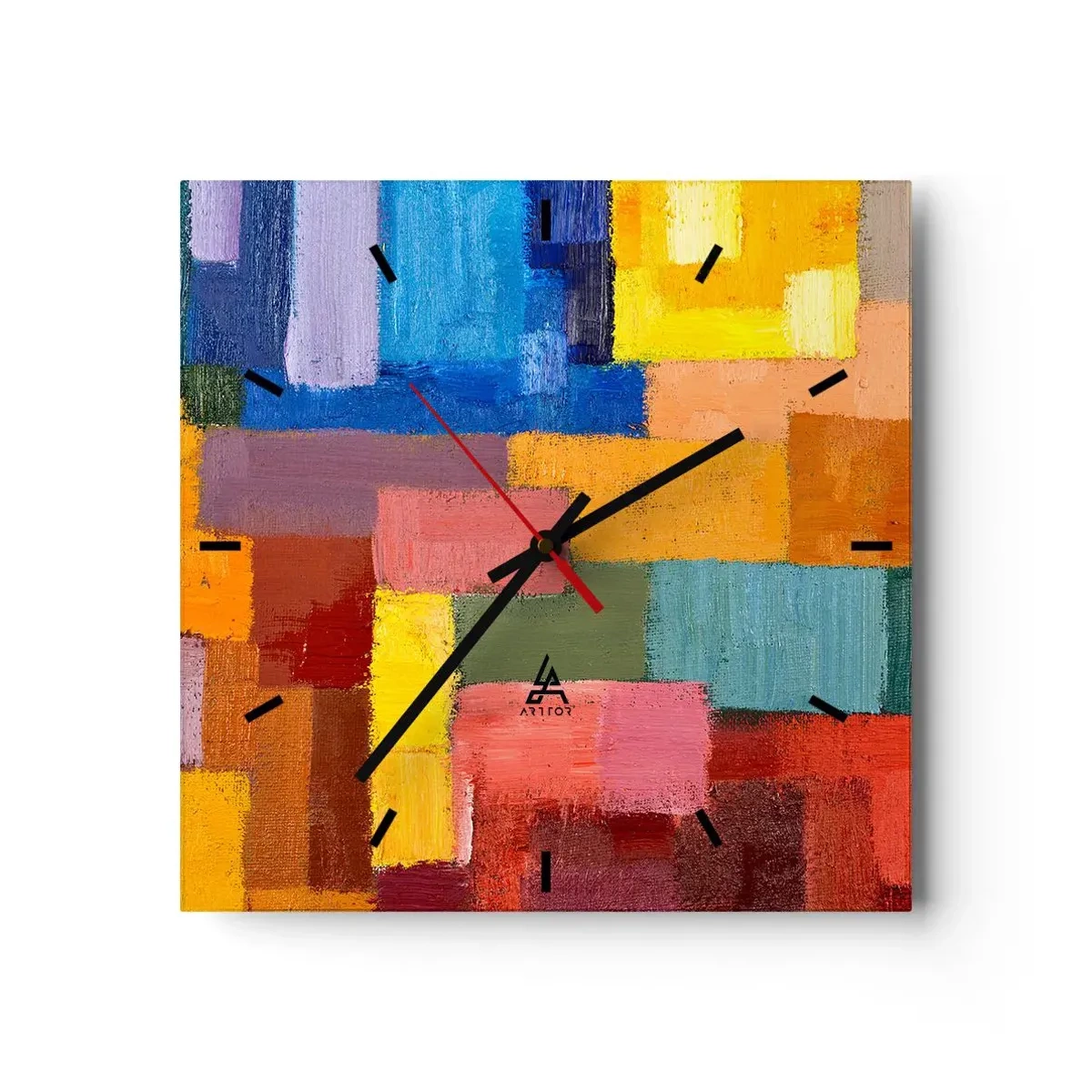 Wall clock - Clock on glass - Each Different, All Colourful - 30x30 cm