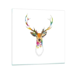Glass picture - Deer Bathed in Colour - 30x30 cm