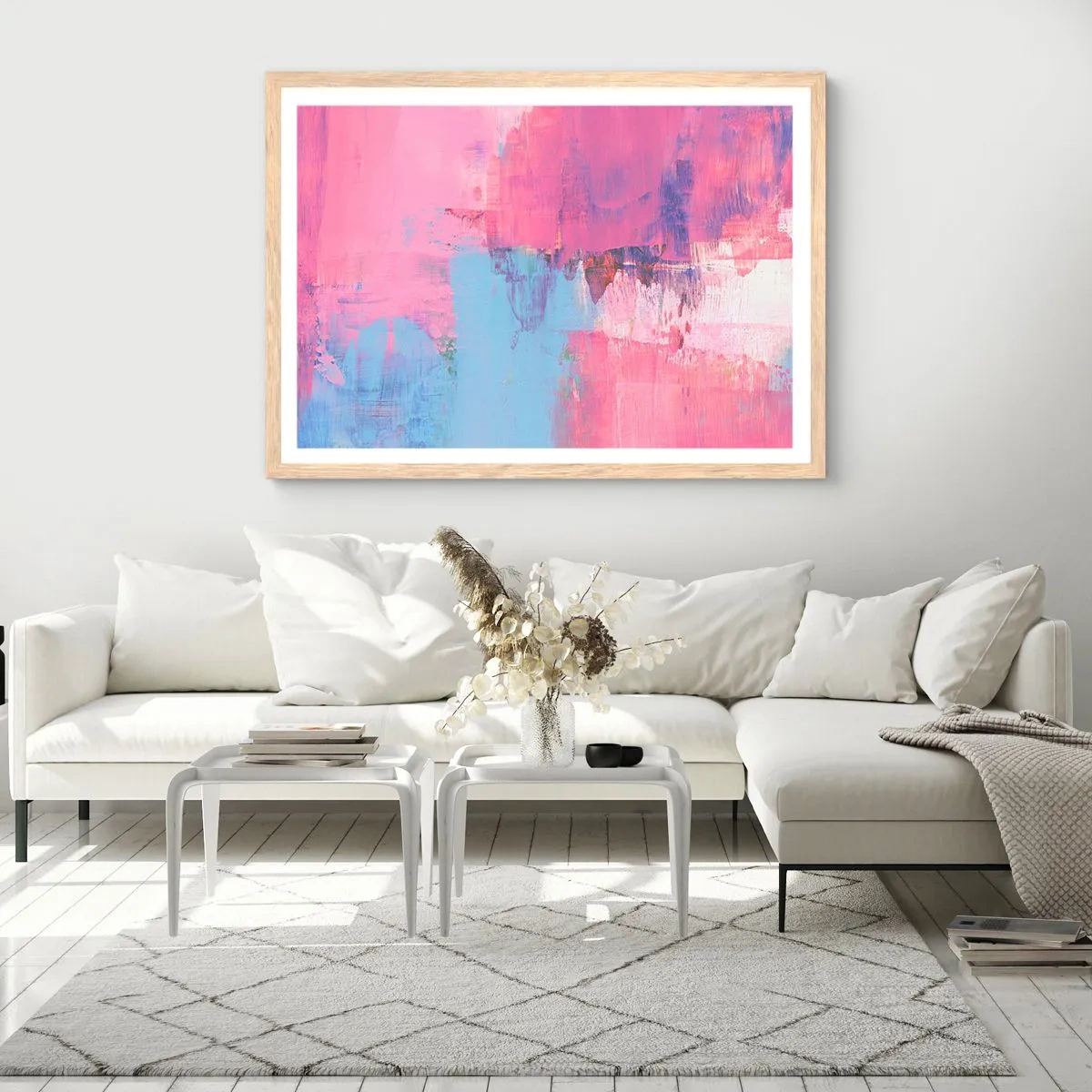 Poster in light oak frame - Pink, Blue and a Pinch of Light - 40x30 cm