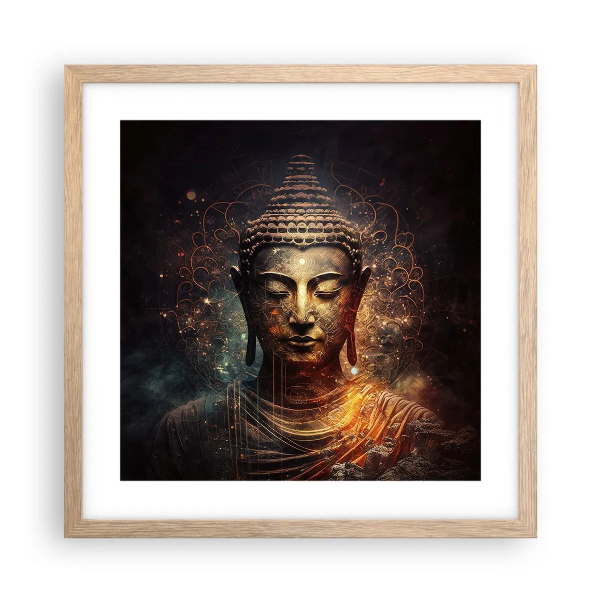 Poster in light oak frame - Spiritual Balance - 40x40 cm