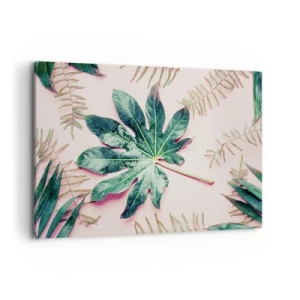 Canvas picture - Study in Green on Pink Background - 100x70 cm