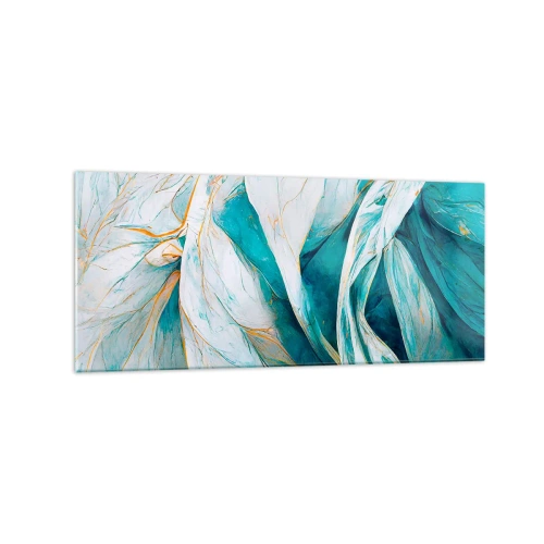 Glass picture - Blue Abstract with a Golden Motif - 120x50 cm