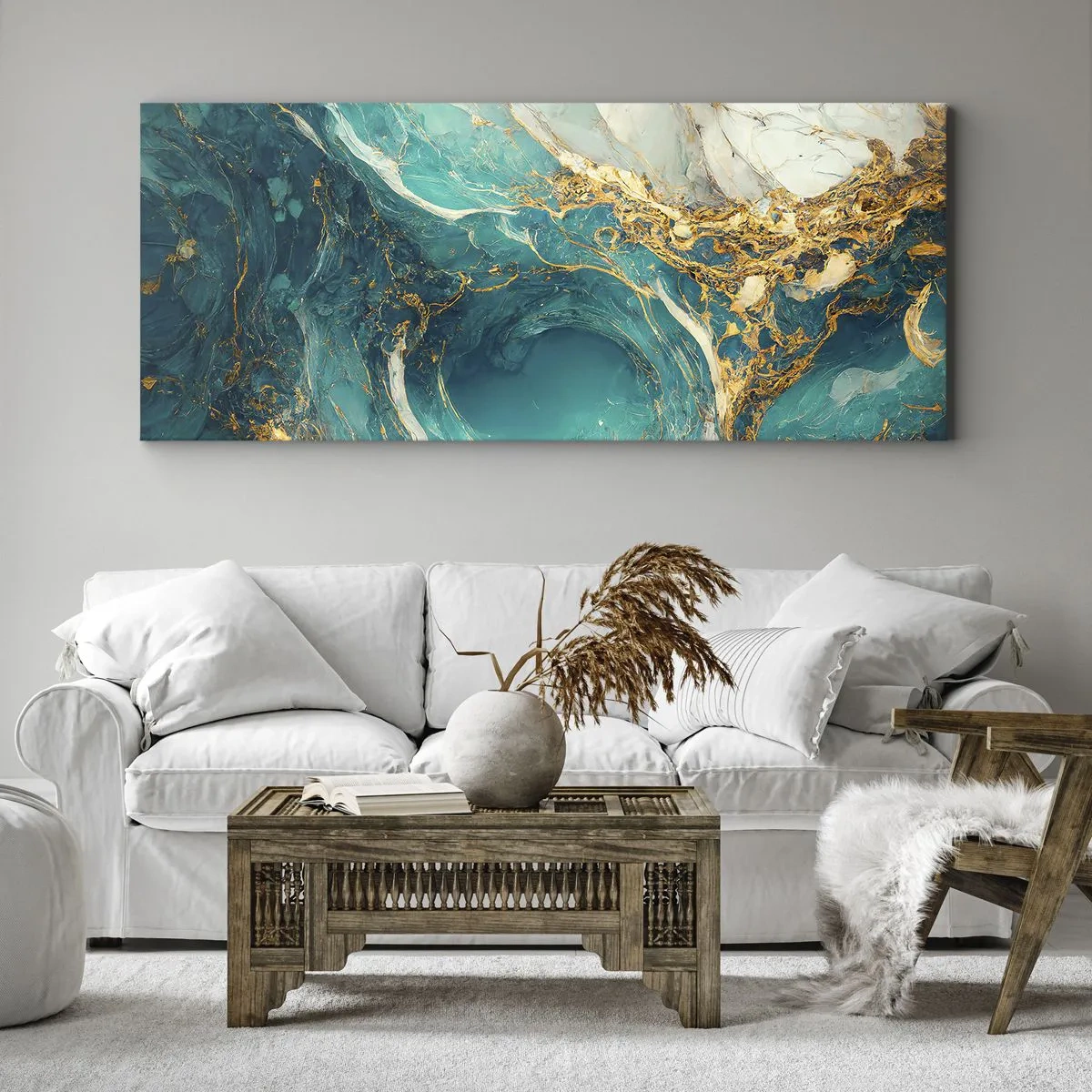 Canvas picture - Composition with Veins of Gold - 100x40 cm