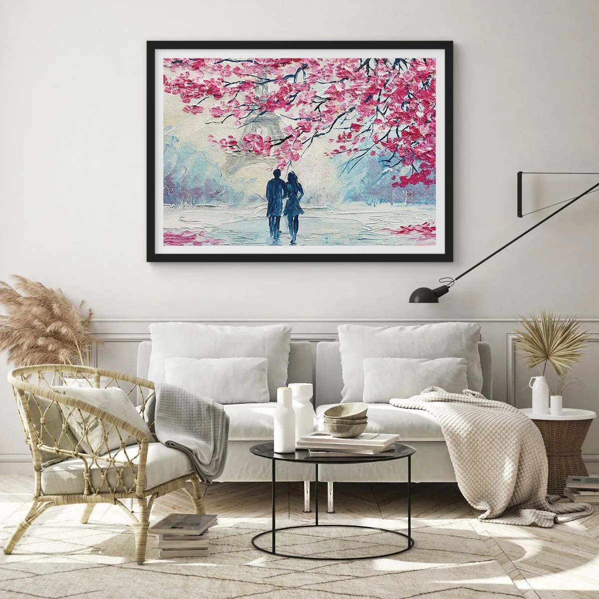 Poster in black frame - Romantic Walk - 100x70 cm