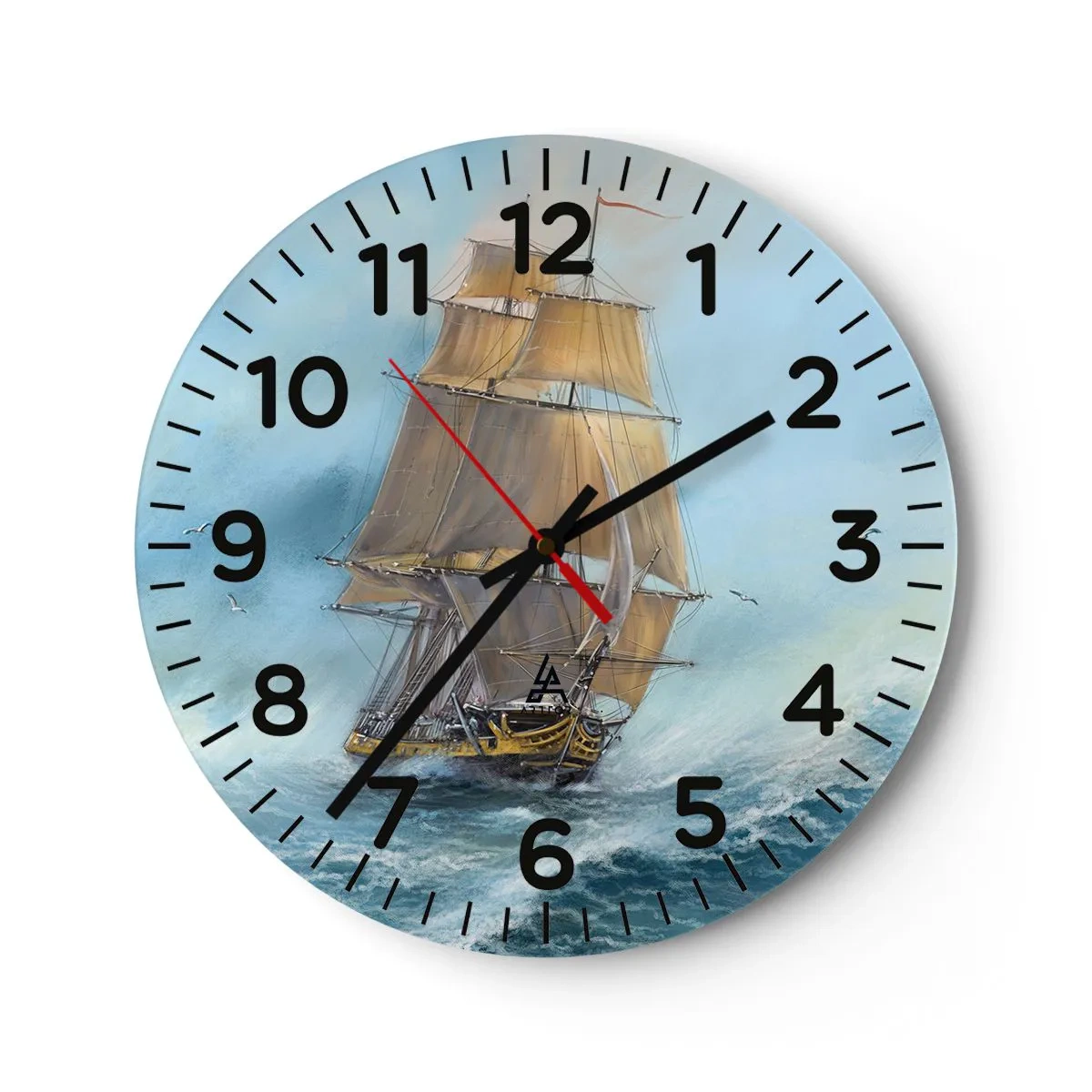 Wall clock - Clock on glass - Gliding on the Waves - 30x30 cm