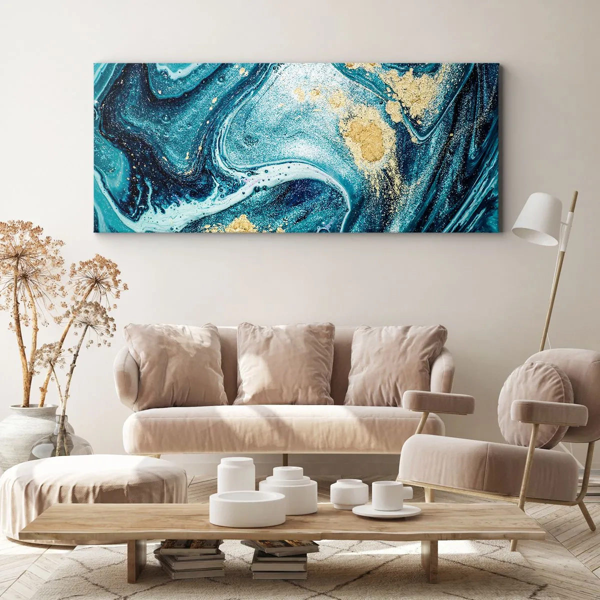 Canvas picture - Blue Whirl - 90x30 cm