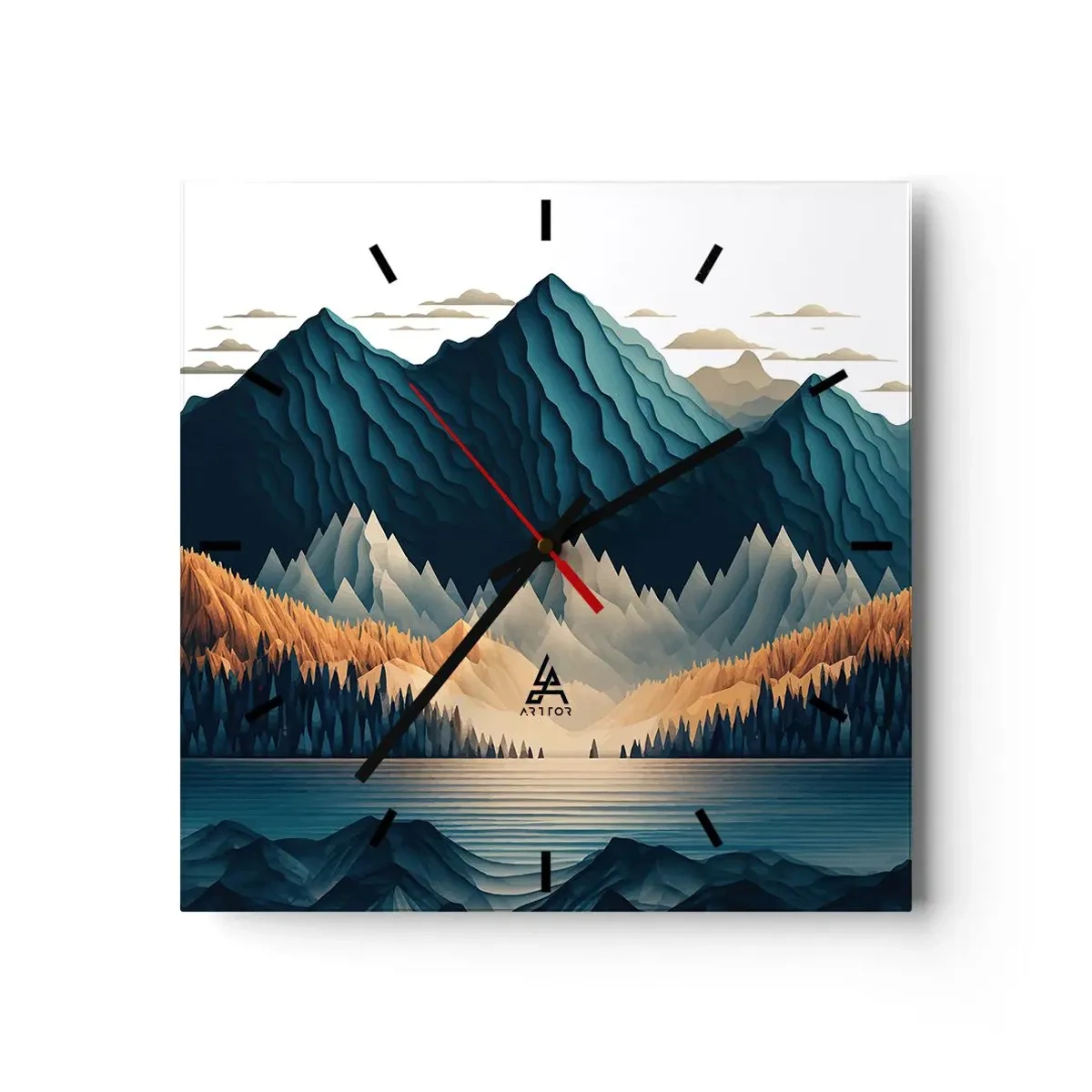 Wall clock - Clock on glass - Perfect Mountain Landscape - 40x40 cm