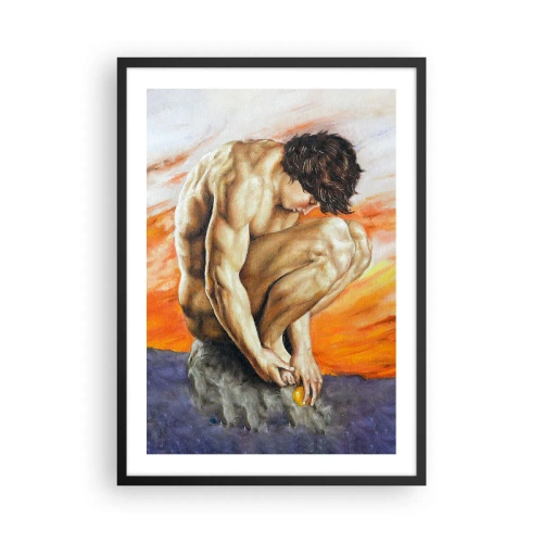 Poster in black frame - Man at work, close-up of silhouette - 50x70cm - Submerged in Himself - Modern wall decoration for the living room and bedroom ARTTOR