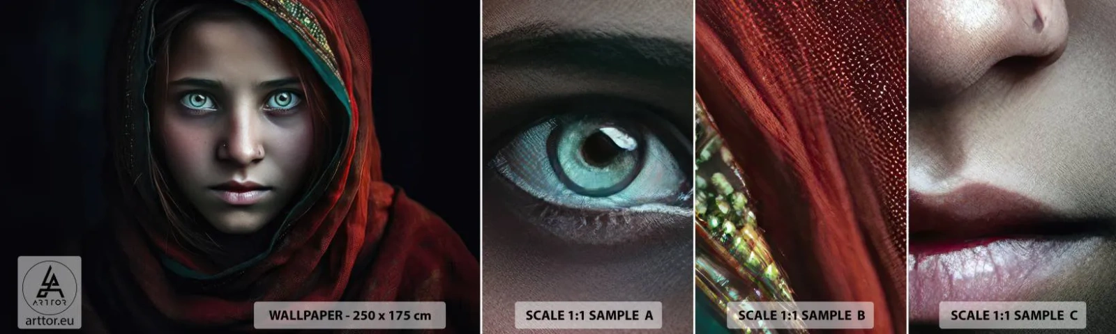 Photo Wallpaper Sample Self-Adhesive Deluxe Sticker - Eastern Princess - Girl, Portrait, Pakistan - 100x30 cm