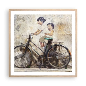 Poster in light oak frame - True or False? - 60x60 cm