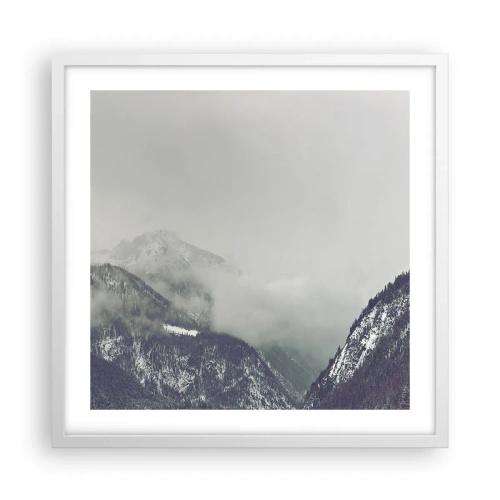 Poster in white frmae - Foggy valley - 50x50 cm