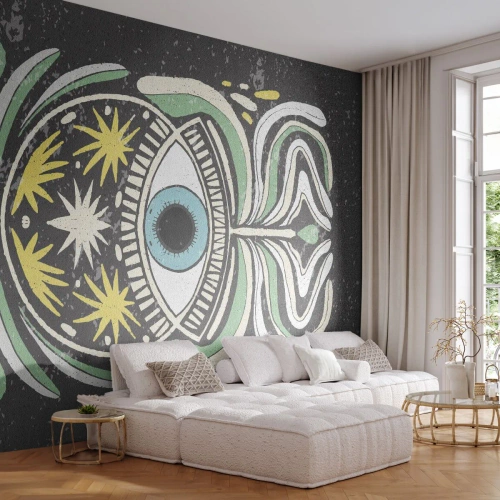 Photo Wallpaper Standard Eco - Tribal Rituals - Boho, Eye, Pastel - 350x256 cm