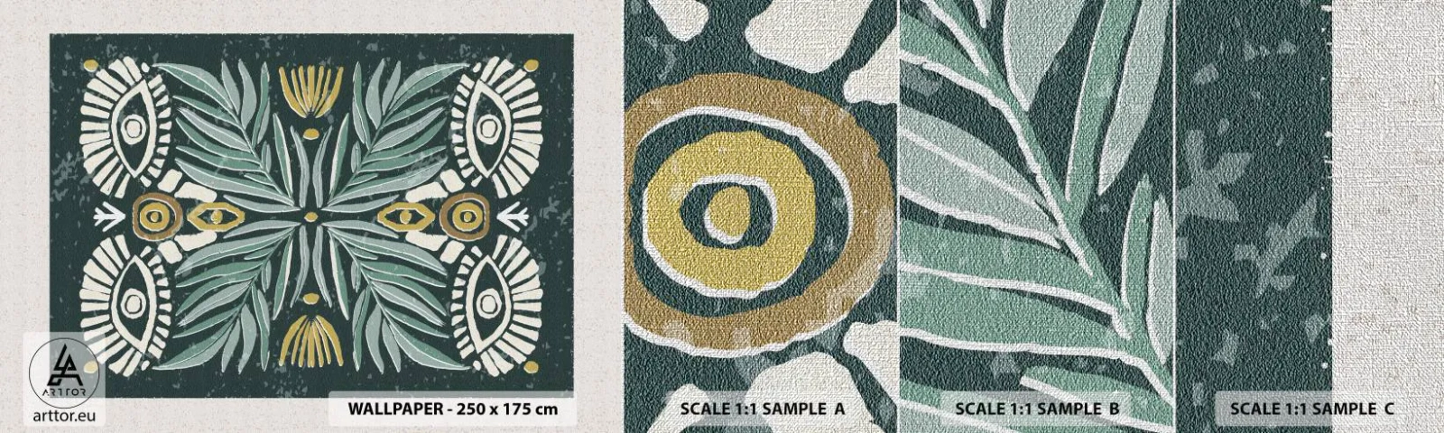 Photo Wallpaper Sample Premium Canvas - Like a Folklore Cutout - Boho, Pattern, Botany - 100x30 cm