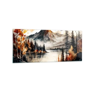 Glass picture - Golden Autumn in the Mountains - 120x50 cm
