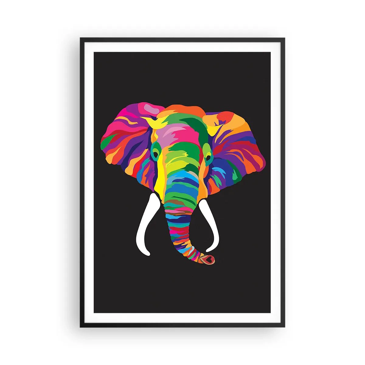 Poster in black frame - Elephant That Enjoyed Rainbow Bath - 70x100 cm