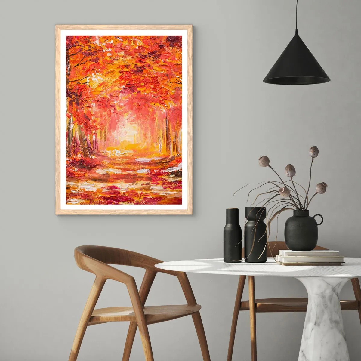 Poster in light oak frame - Copper Forest - 70x100 cm