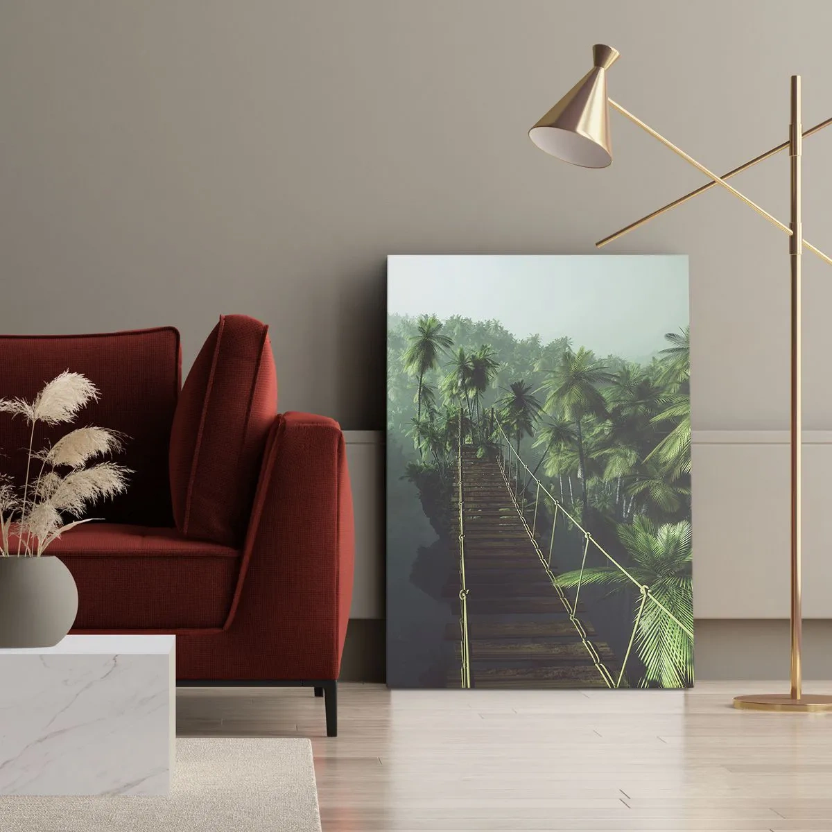 Canvas picture - Hanging Bridge in the Green - 70x100 cm