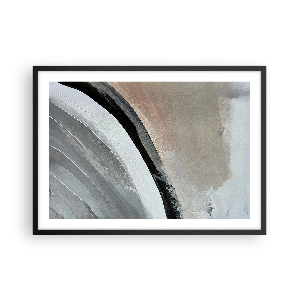 Poster in black frame - Composition: Arc of Black and Grey - 70x50 cm