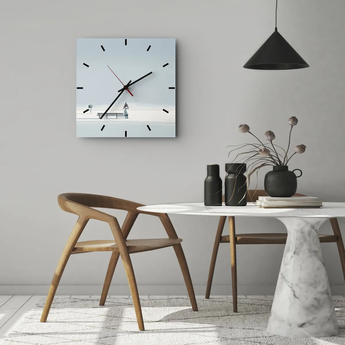 Wall clock - Clock on glass - Yes, I Am Waiting - 30x30 cm