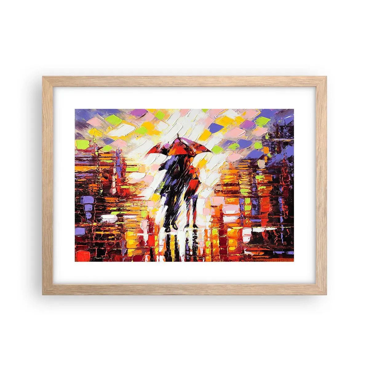 Poster in light oak frame - Together through Night and Rain - 40x30 cm