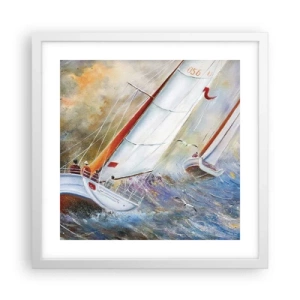 Poster in white frmae - Running on the Waves - 40x40 cm