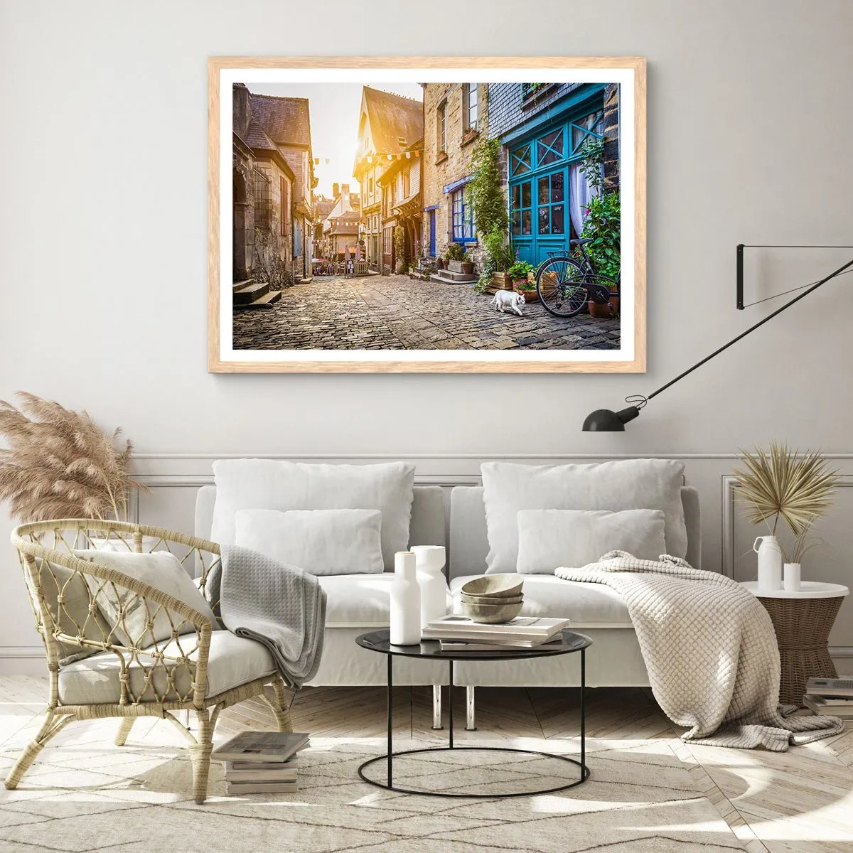 Poster in light oak frame - White Spirit of a Town - 91x61 cm