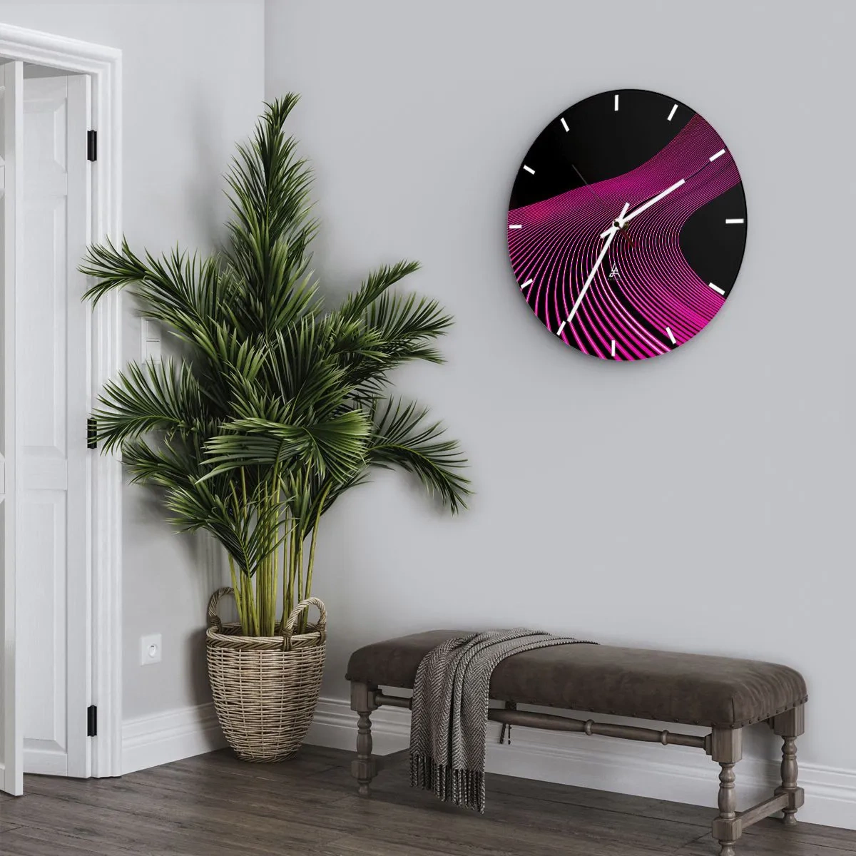 Wall clock - Clock on glass - Alley of Light - 30x30 cm