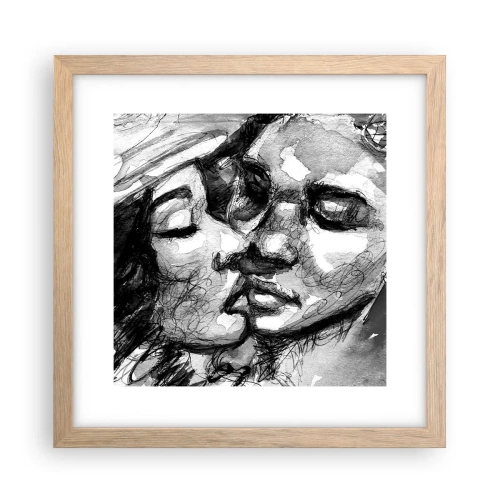 Poster in light oak frame - Tender Moment - 30x30 cm