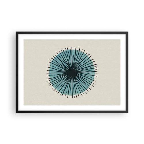 Poster in black frame - Rays on Blue - 70x50 cm