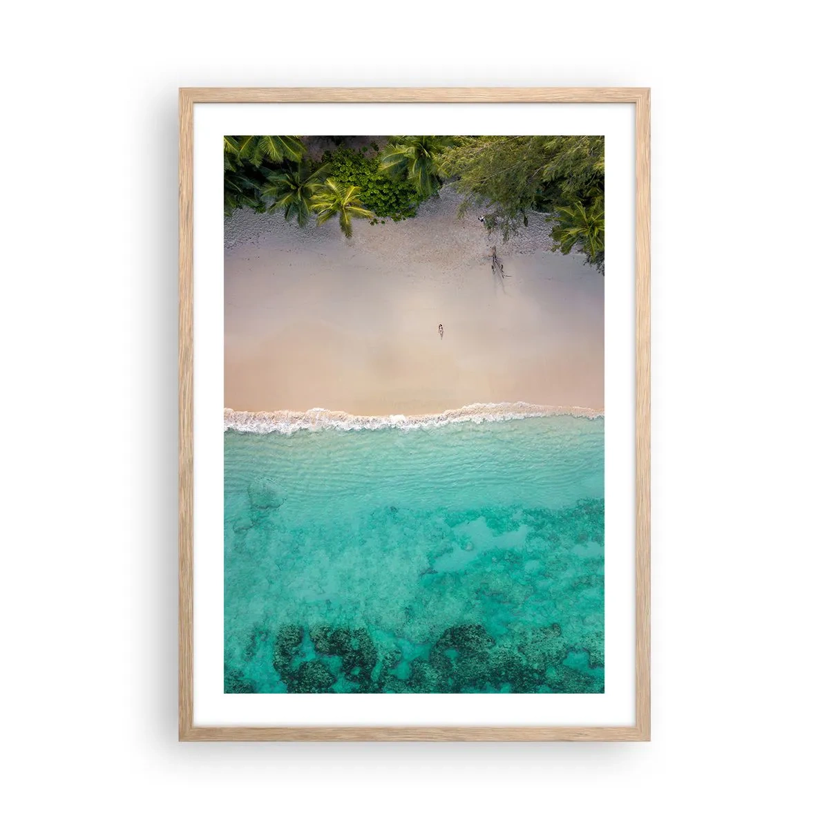 Poster in light oak frame - Paradise Beach - 50x70 cm