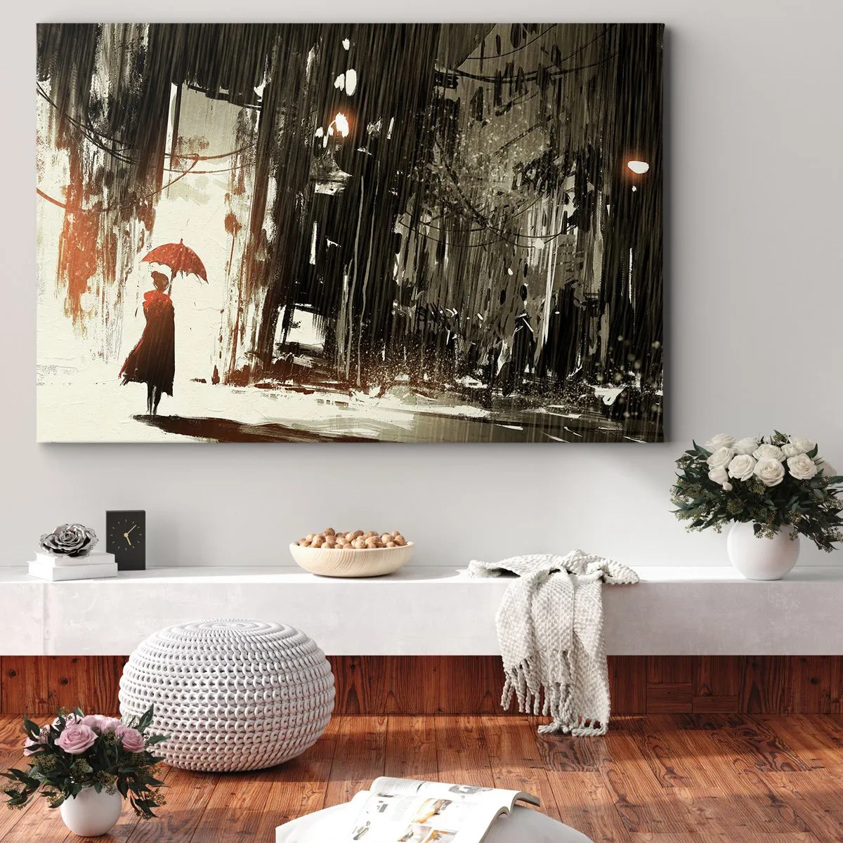 Canvas picture - Poetry of a Red Umbrella - 100x70 cm