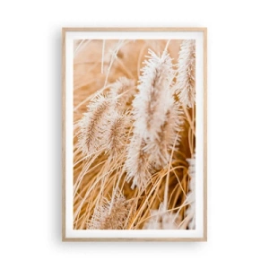 Poster in light oak frame - Golden Rustling of Grass - 61x91 cm