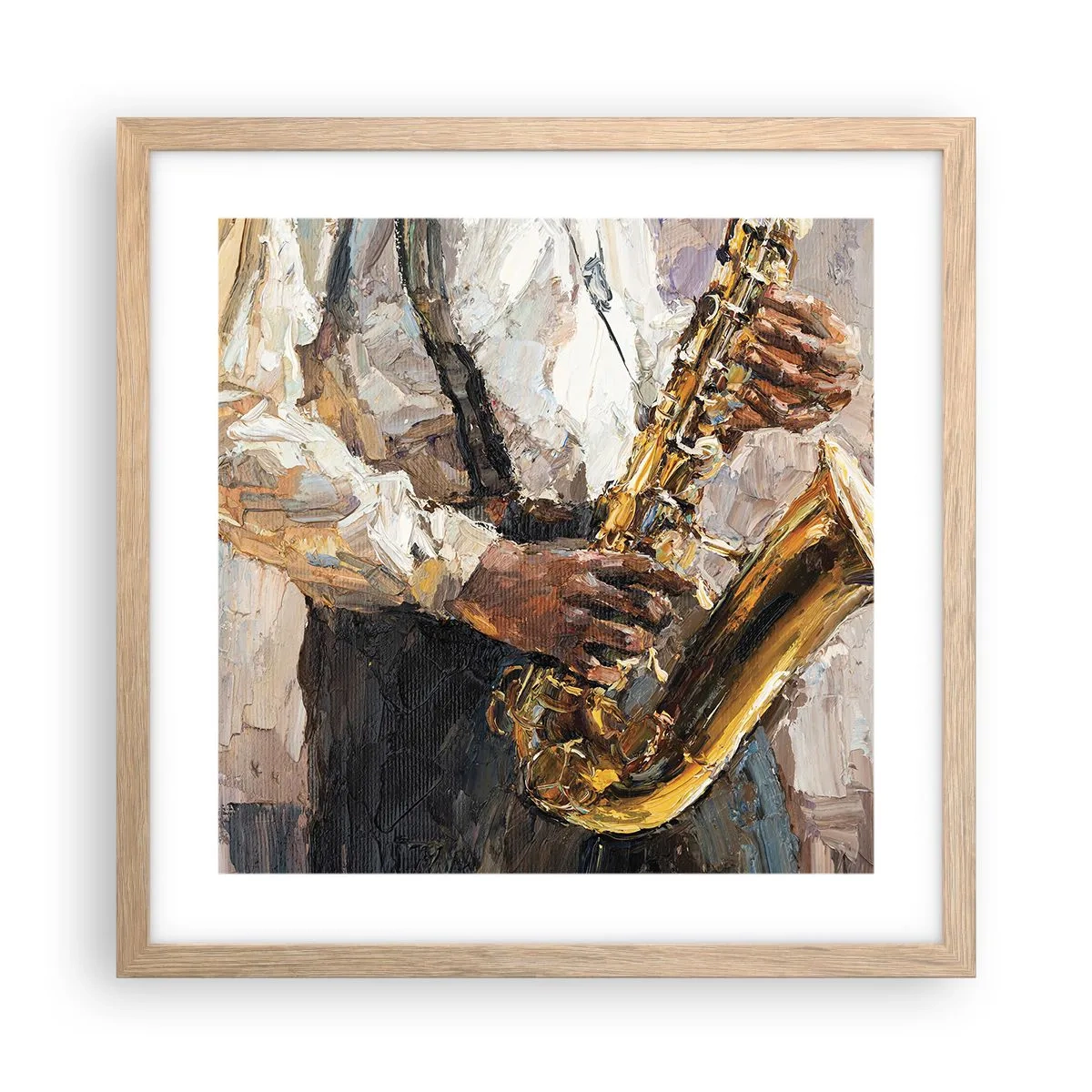 Poster in light oak frame - Time for a Solo - 40x40 cm