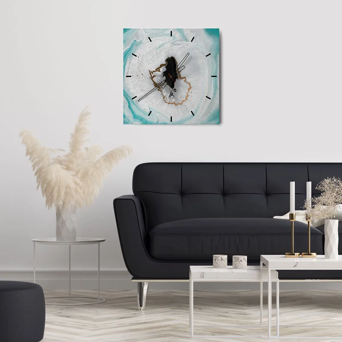 Wall clock - Clock on glass - Into de Deep - 30x30 cm