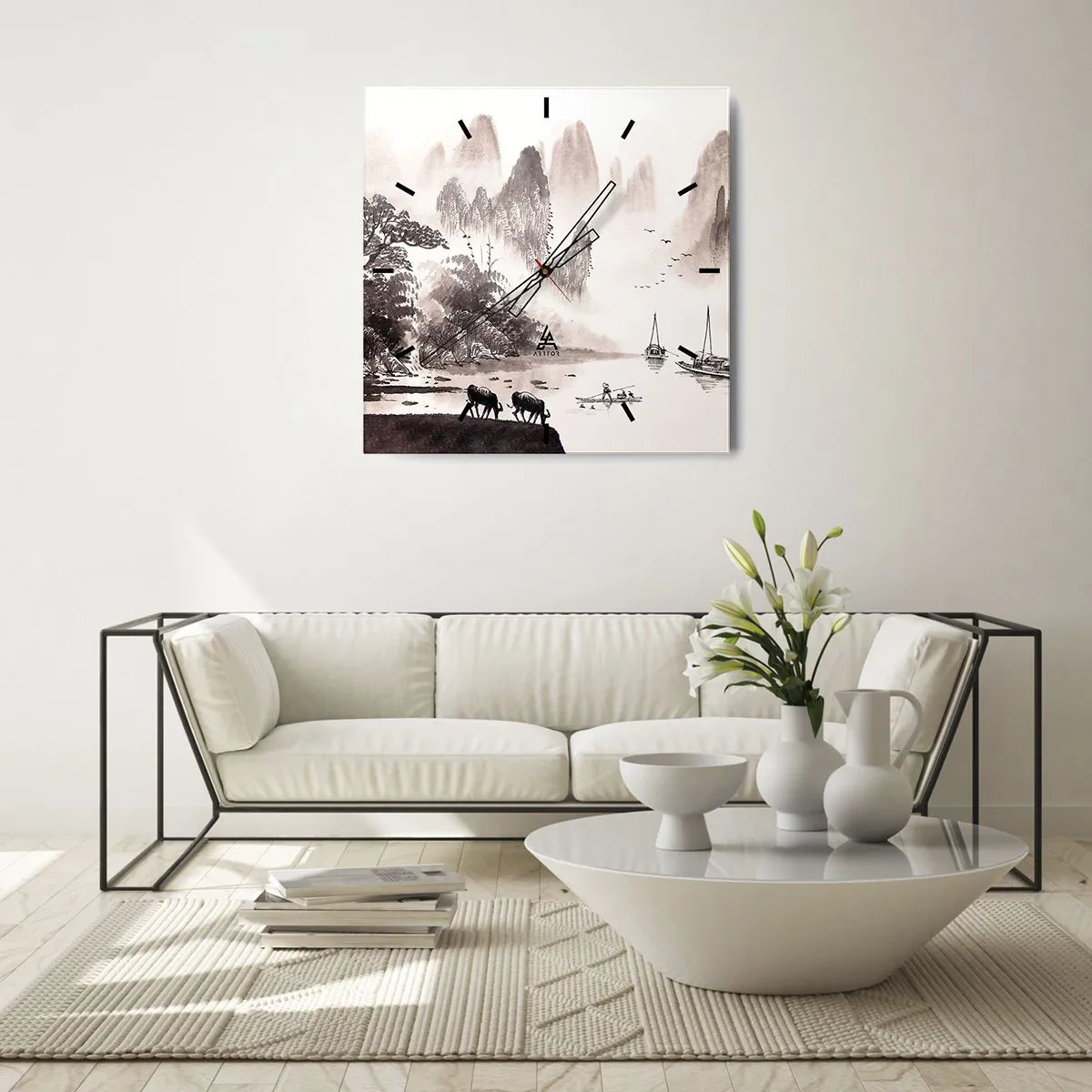 Wall clock - Clock on glass - Everyday Life in the East - 40x40 cm