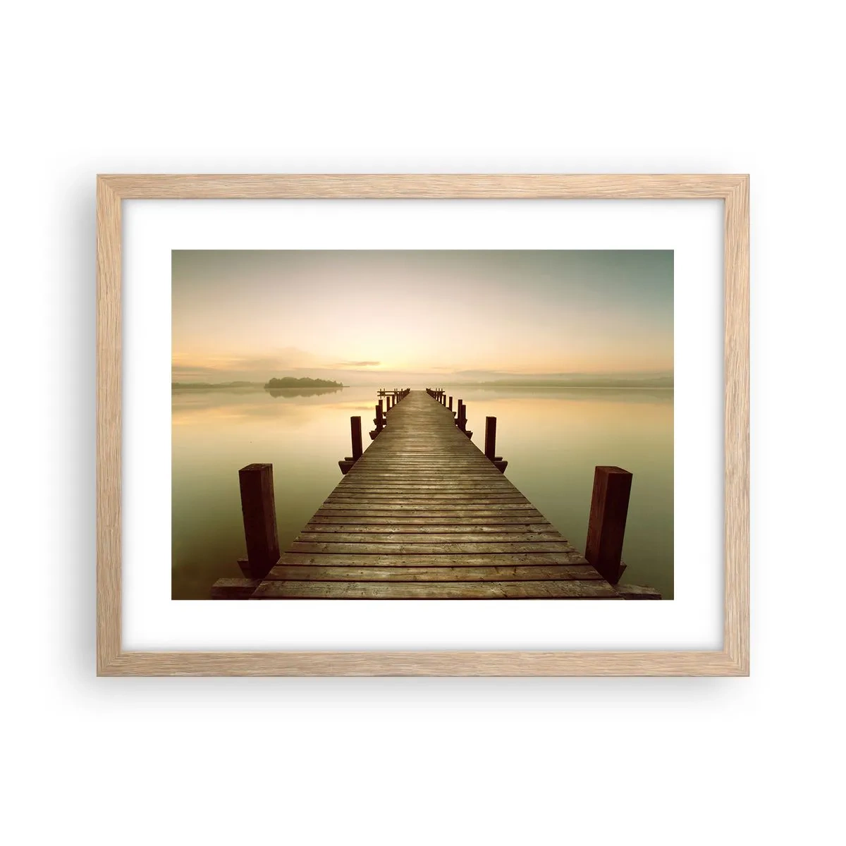 Poster in light oak frame - Before Dawn, Dawn, Light - 40x30 cm