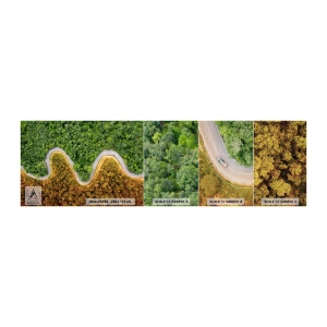 Photo Wallpaper Sample Premium Canvas - Borders and Breakthroughs - Landscape, Car Road, Forest - 100x30 cm