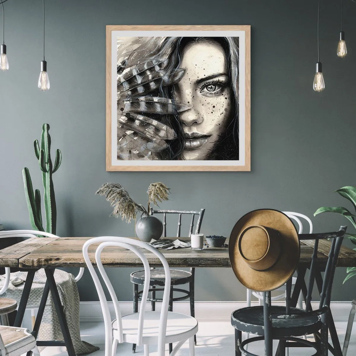 Poster in light oak frame - Wild Beauty - 40x40 cm