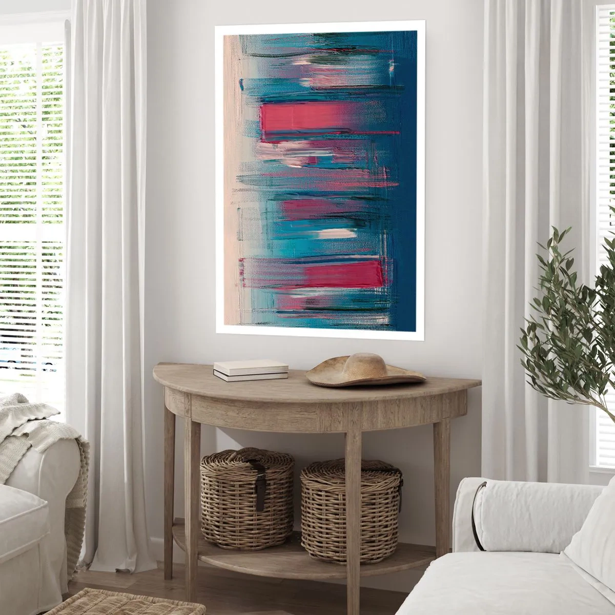Poster - Vertical Composition In Blue And Red - 50x70 cm