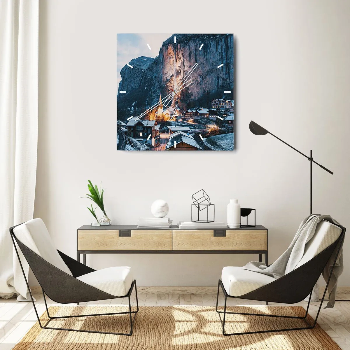 Wall clock - Clock on glass - Sparkling Winter Spirit - 30x30 cm