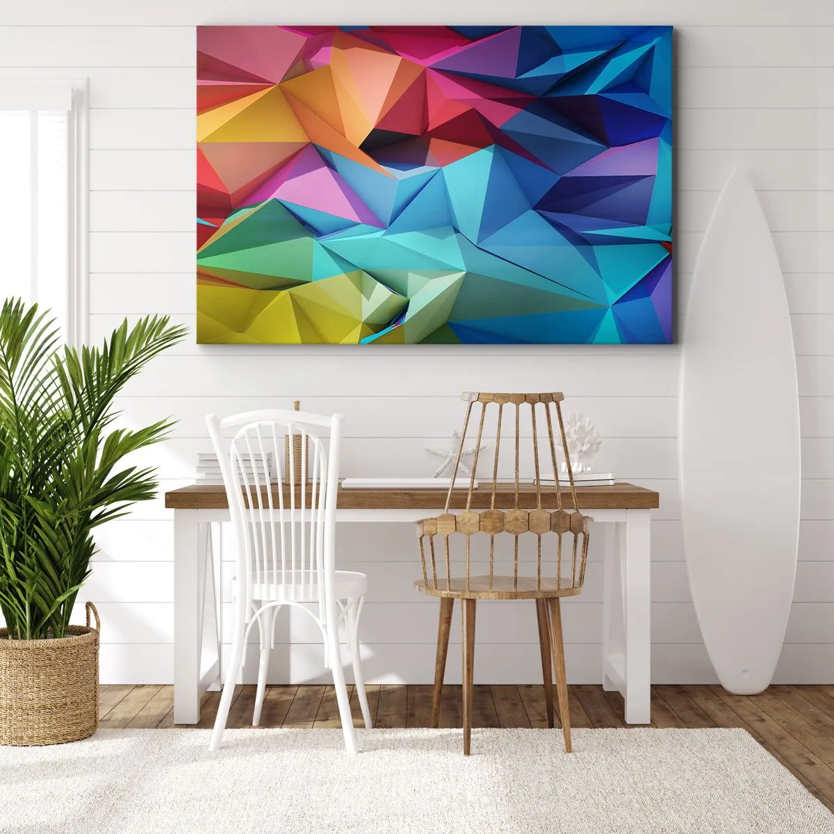 Canvas picture - Rainbow Origami - 120x80 cm