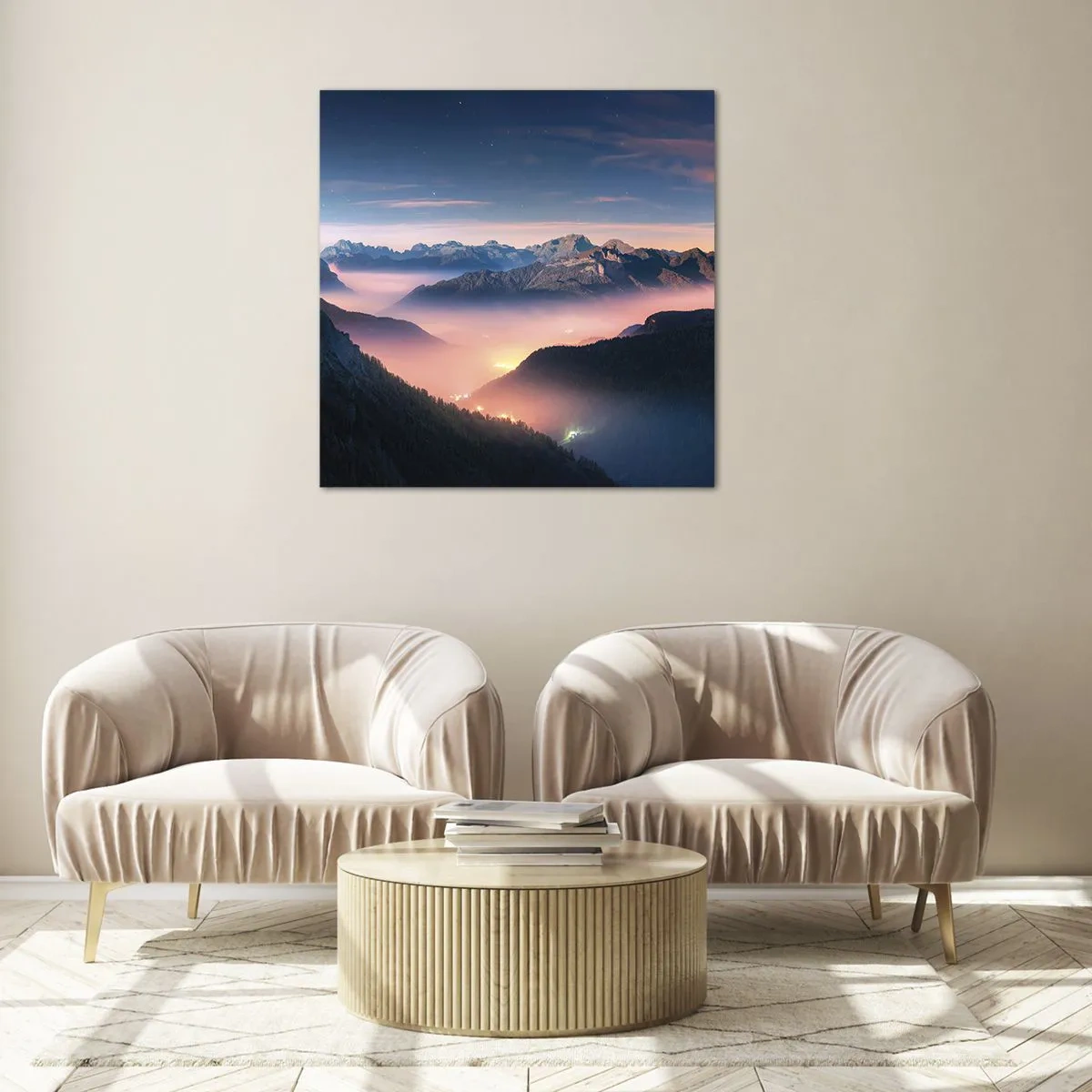Glass picture - Light in the Valleys - 30x30 cm