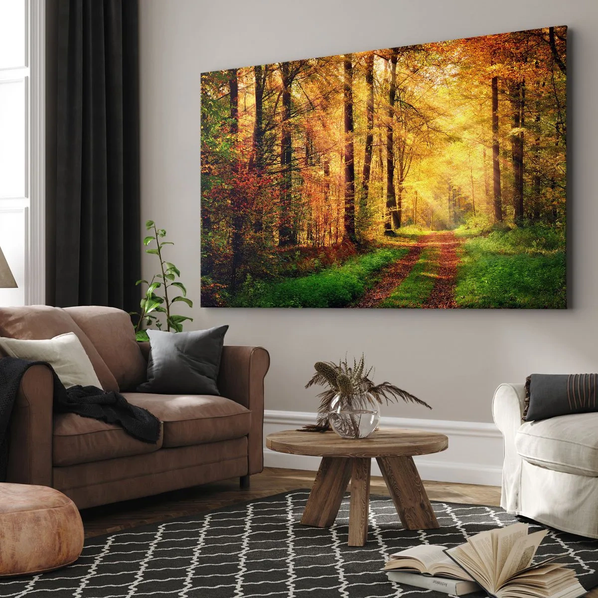 Canvas picture - Forest Golden silence - 120x80 cm